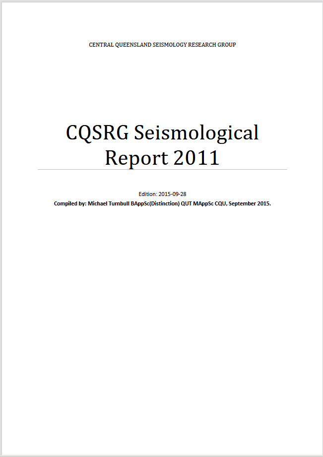 CQSRG Seismological Report 2011